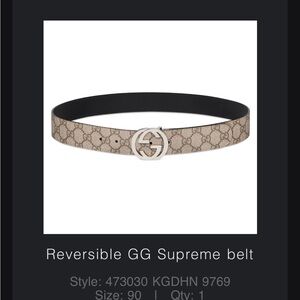 Reversible Gucci GG Supreme Pattern Belt EUC